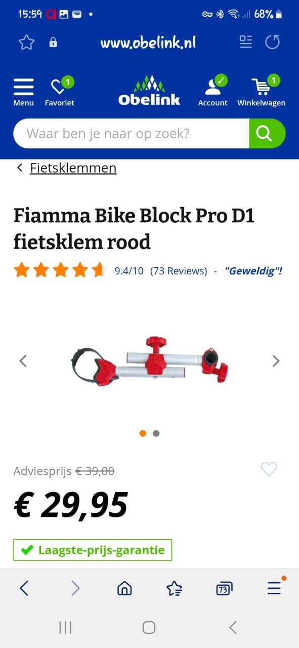 2 Fiamma fietsklem fietsendrager.