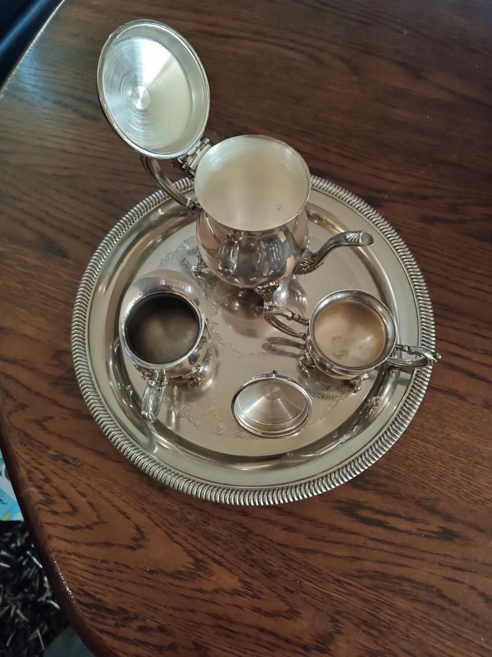 Vintage Verzilverde Theeset - 4-delig met Dienblad