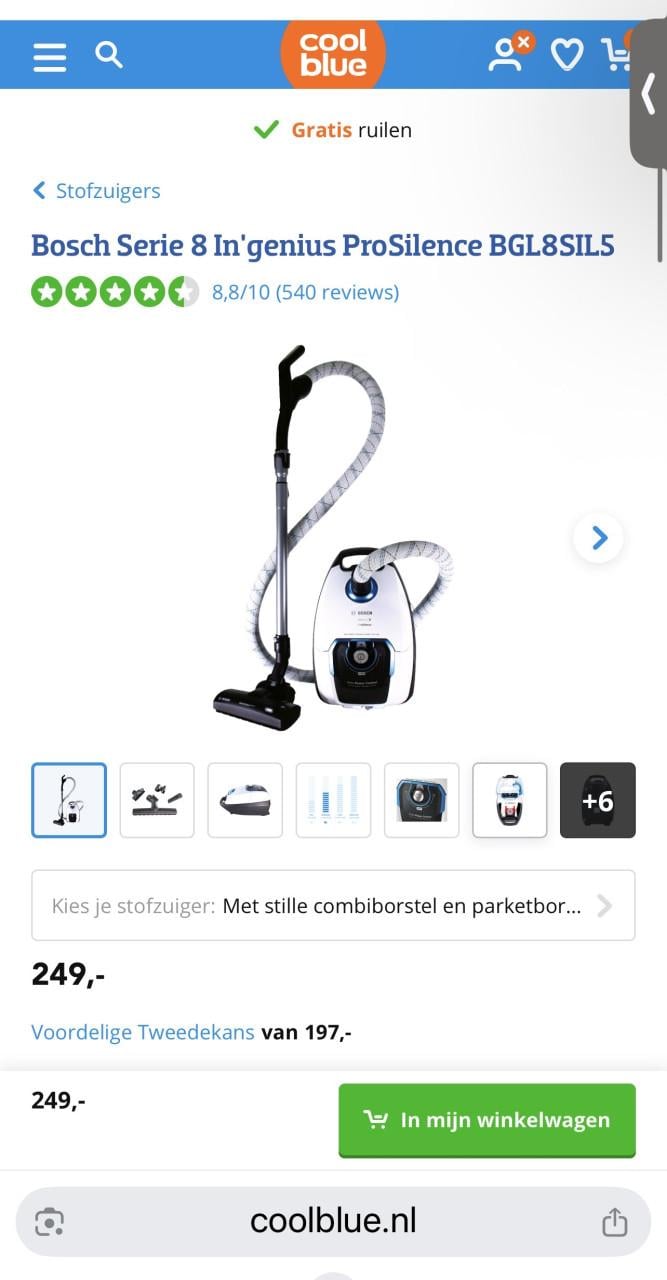 Bosch In'genius ProSilence 59 stofzuiger als nieuw