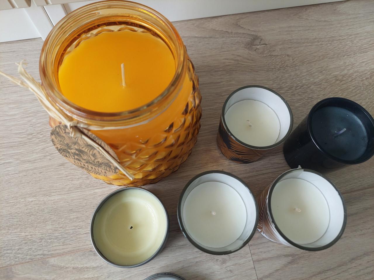 Citronella tuin kaars en kaarsjes in glazen potjes