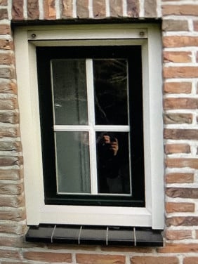 Kunststof kozijn draaikiep raam geen spijlen met inbouwrolluik