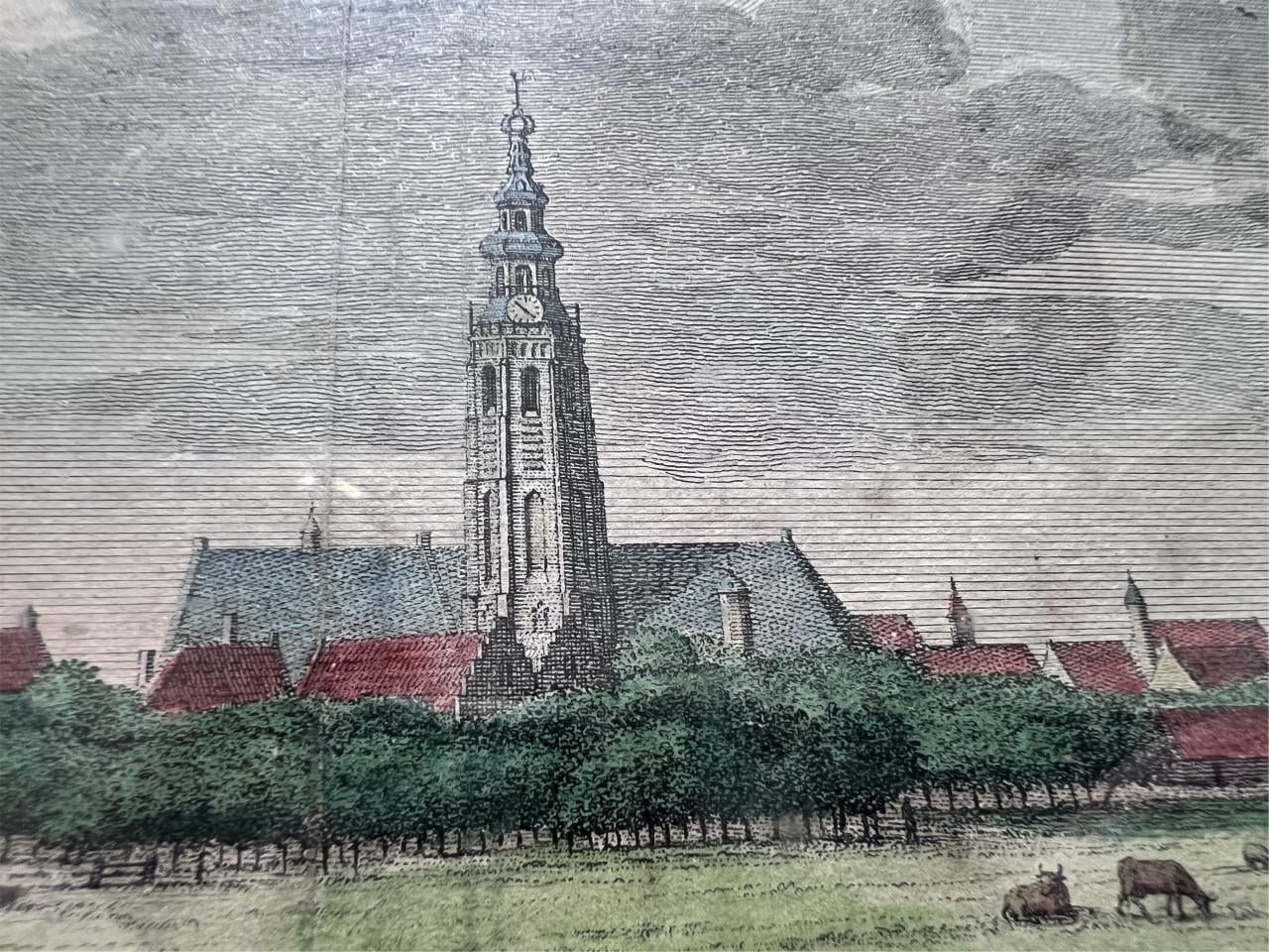 Antieke kopergravure Stad Middelburg (18e eeuw)