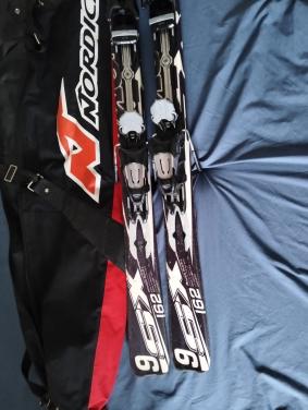 Te koop ski's met skitas.