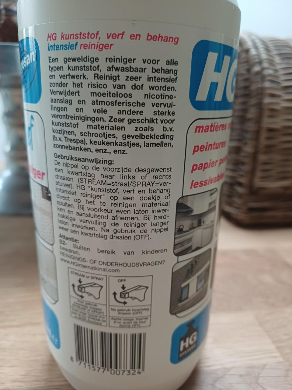 NIEUW: HG kunststof, verf + behang intensief reiniger 750 ml
