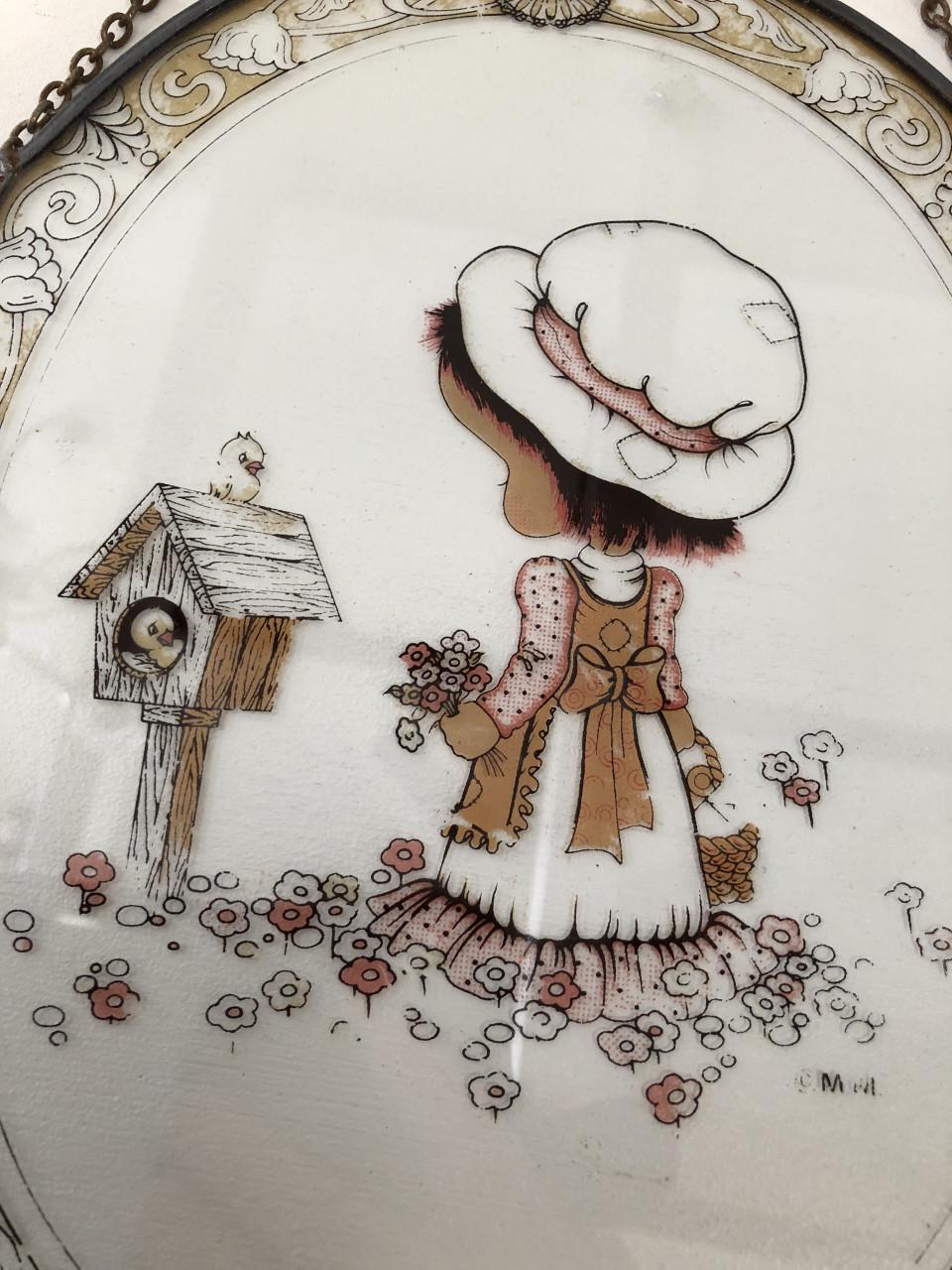 Mooie brocante vintage raamhanger van glas in lood