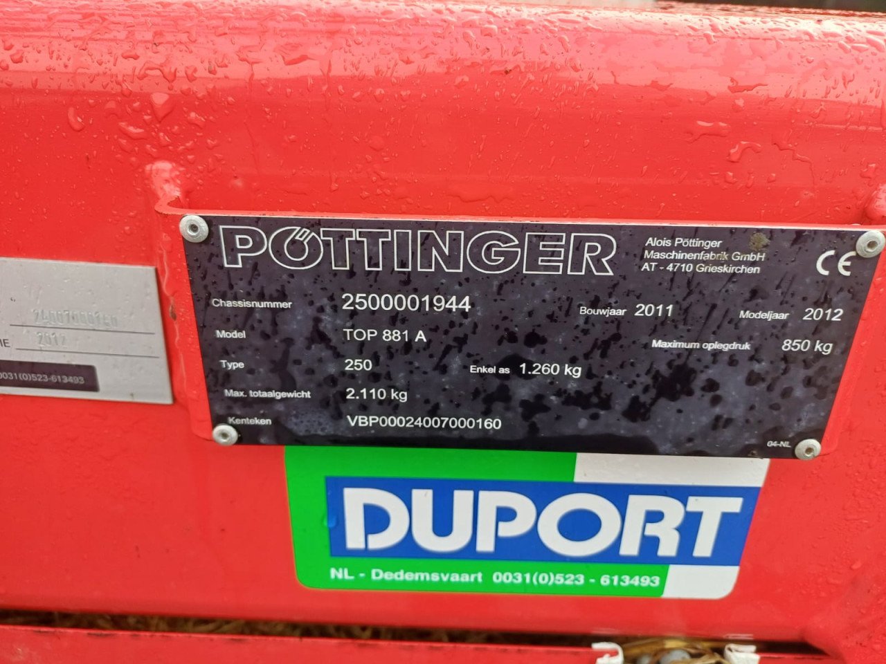Pottinger Type:Top 881 A Bouwjaar:2012 Werkbreedte:8.80