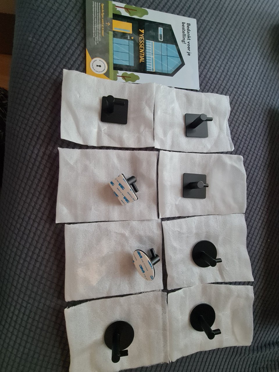 Handdoekhaakjes+toiletrolhouder zonder boren, NIEUW