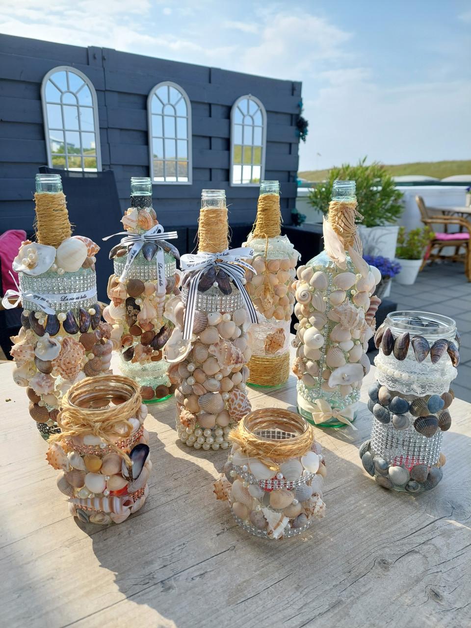Unieke schelpen flessen decoratie