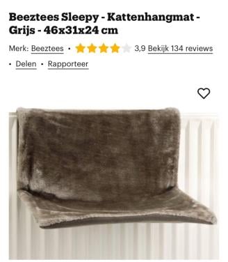 Radiator hangmand grijs Teddy Beeztees nieuw