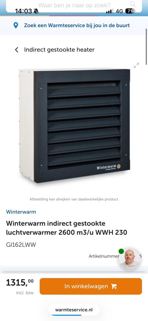Winterwarm luchtverwarmer