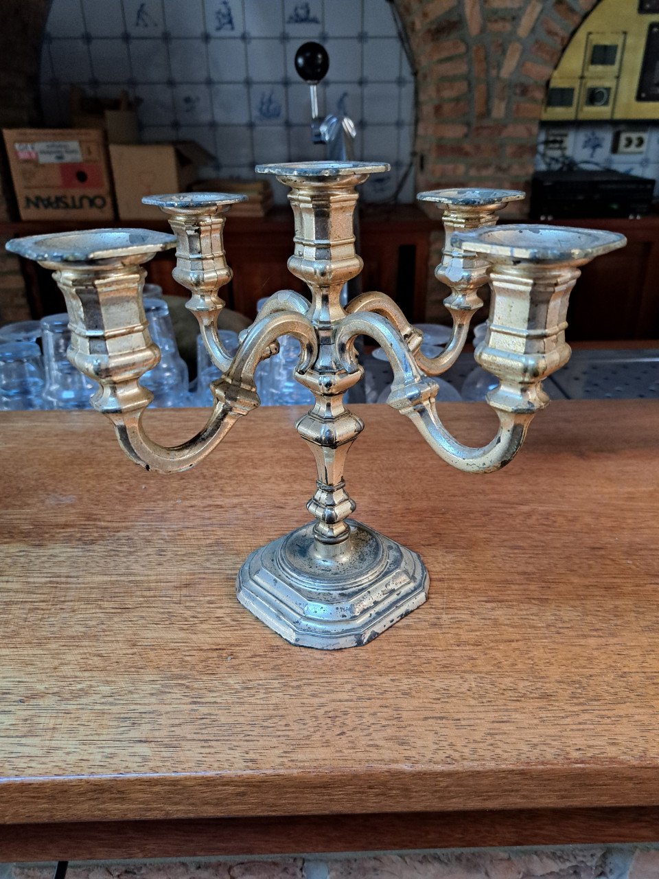 5 armige kandelaar zilver / verzilverd