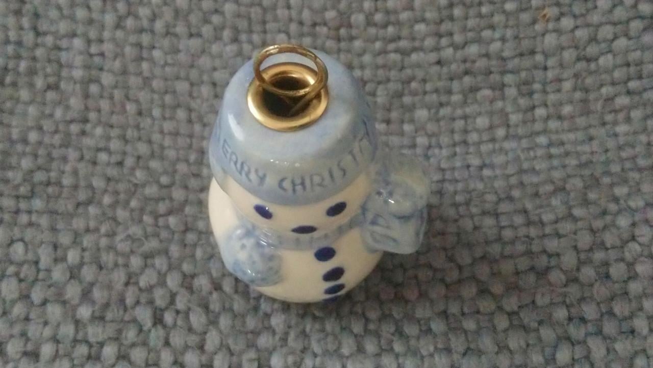 Kerst hanger keramiek sneeuwpop 7 cm