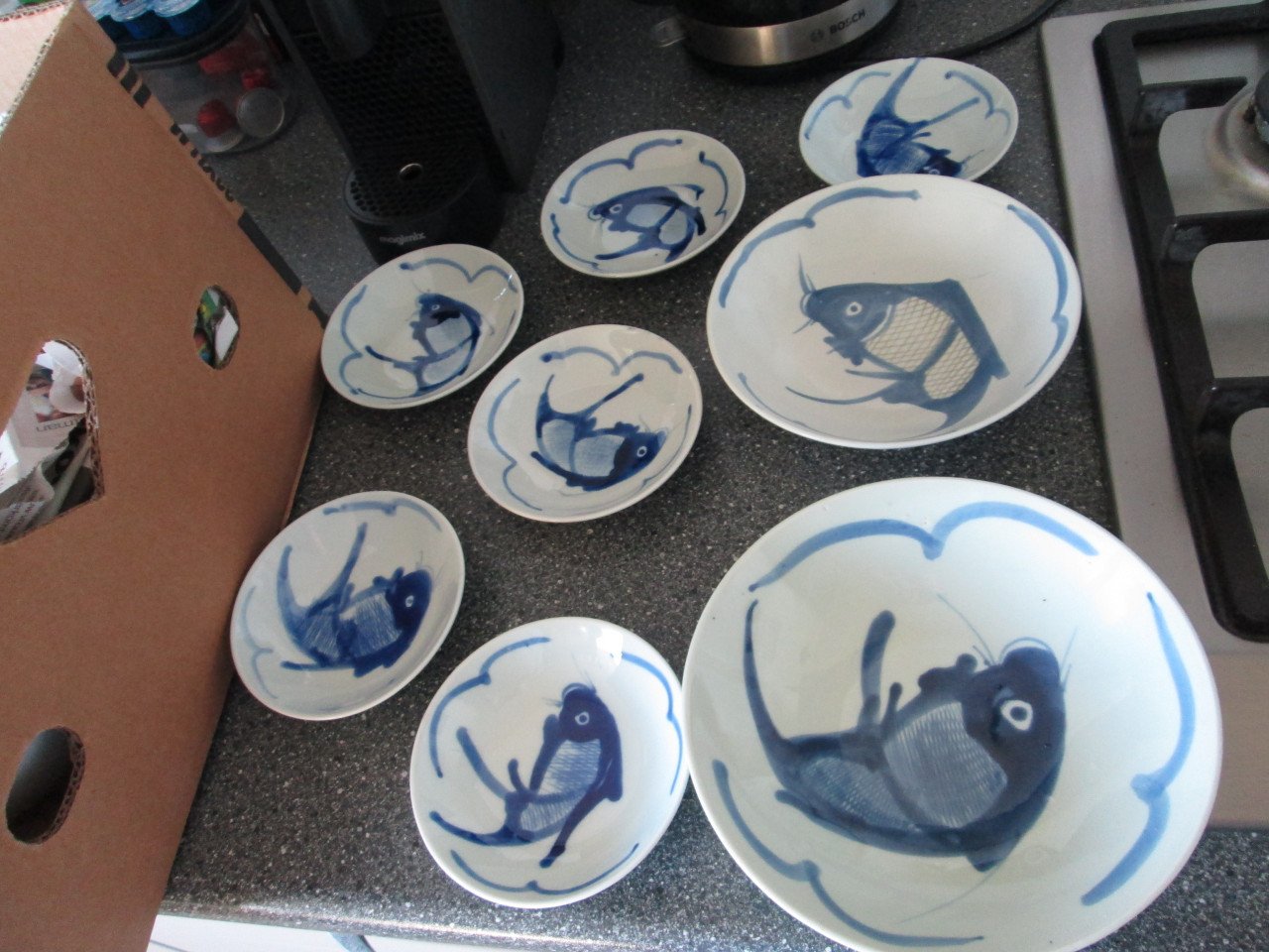 Schalenset met vissen