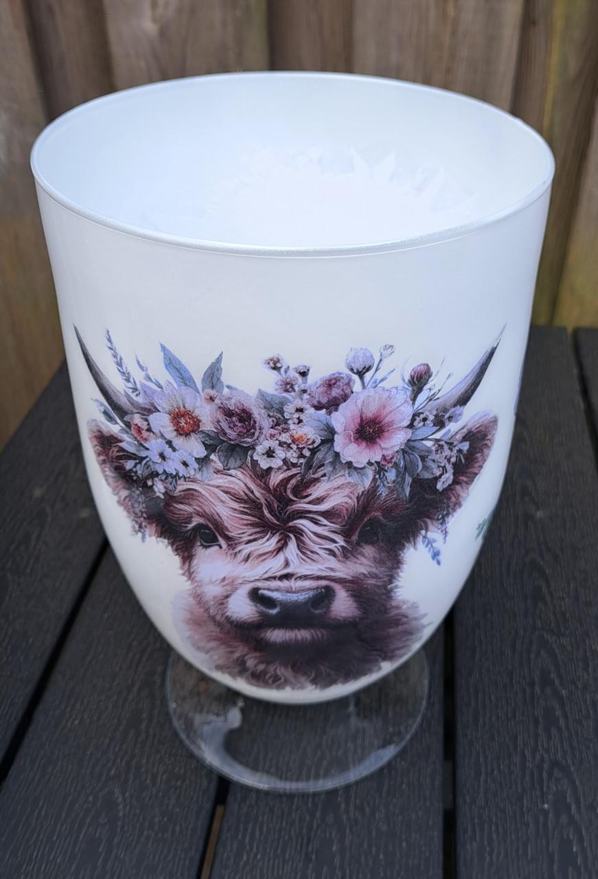 Decoupage vaas met Schotse hooglander