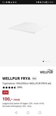 160x200 traagschuim topper nieuw!