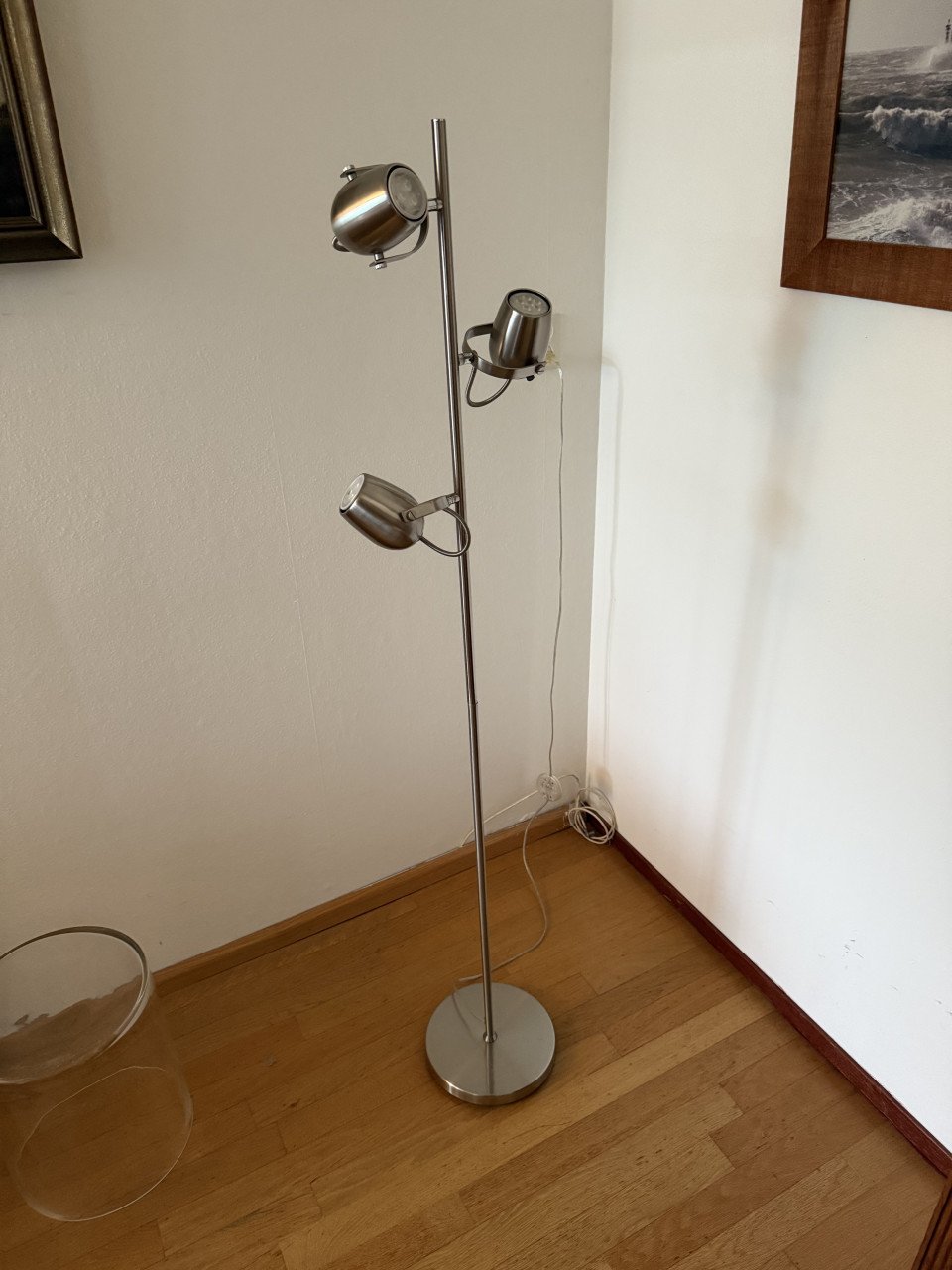 RVS staande lamp 3 “spots”
