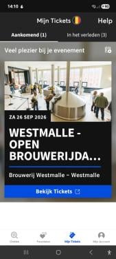 6x kaarten voor Westmalle brouwerij bezoek.