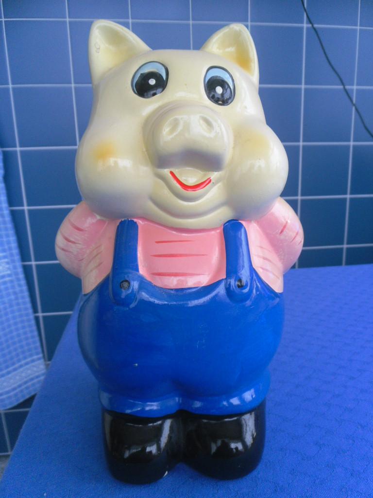 2 STENEN SPAARPOTTEN HAAS 33 CM - VARKEN 25 CM HOOG