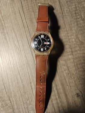 Vintage Swatch jelly Polshorloge met Leren Bandje