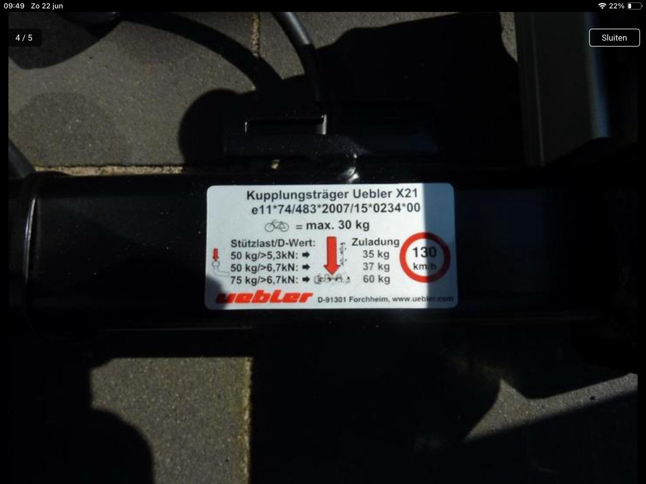 Uebler X21 fietsendrager