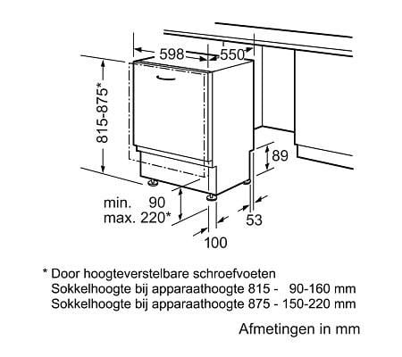 SIEMENS Volledig Geïntegreerde inbouw Vaatwasser SN65M031EU klasse AAA