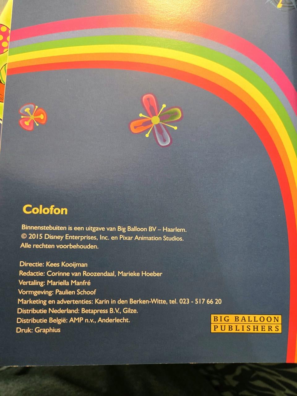 Stripboek van de film Binnenstebuiten (Inside Out) 2015