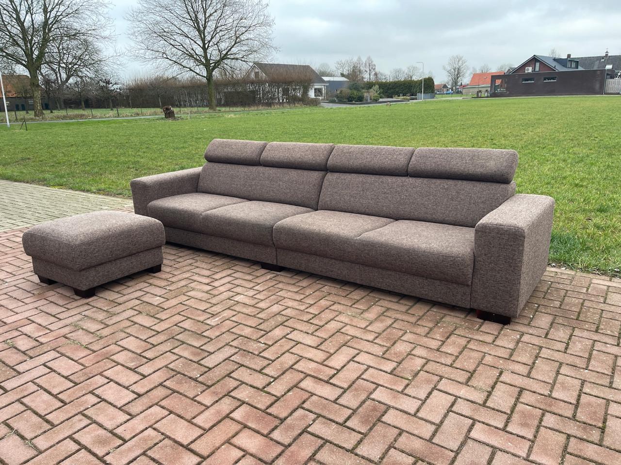GRATIS LEVERING HEEL NL Grote Stoffen 4zit Bankstel + Hocker