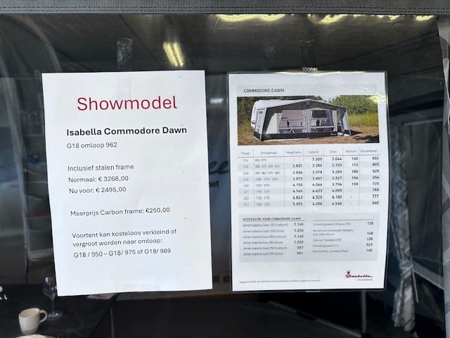 Isabella Commodore Dawn voortent SHOWMODEL G18 - 950-962-975-989