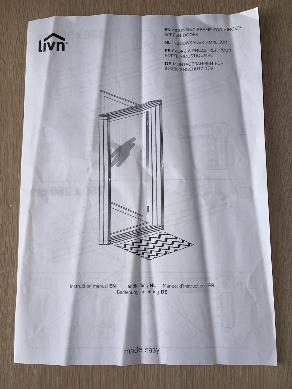 LIVN Opbouwkader wit 130x260cm (voor hordeurmontage)