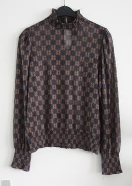 Bruin grijze blouse shirt maat s