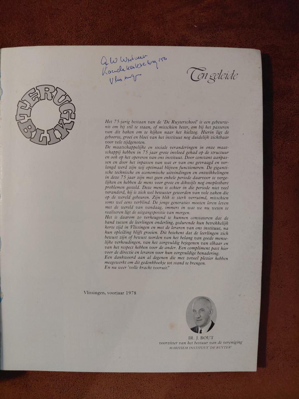 Jubileumboek 75 jaar De Ruyterschool Vlissingen 1903 - 1978