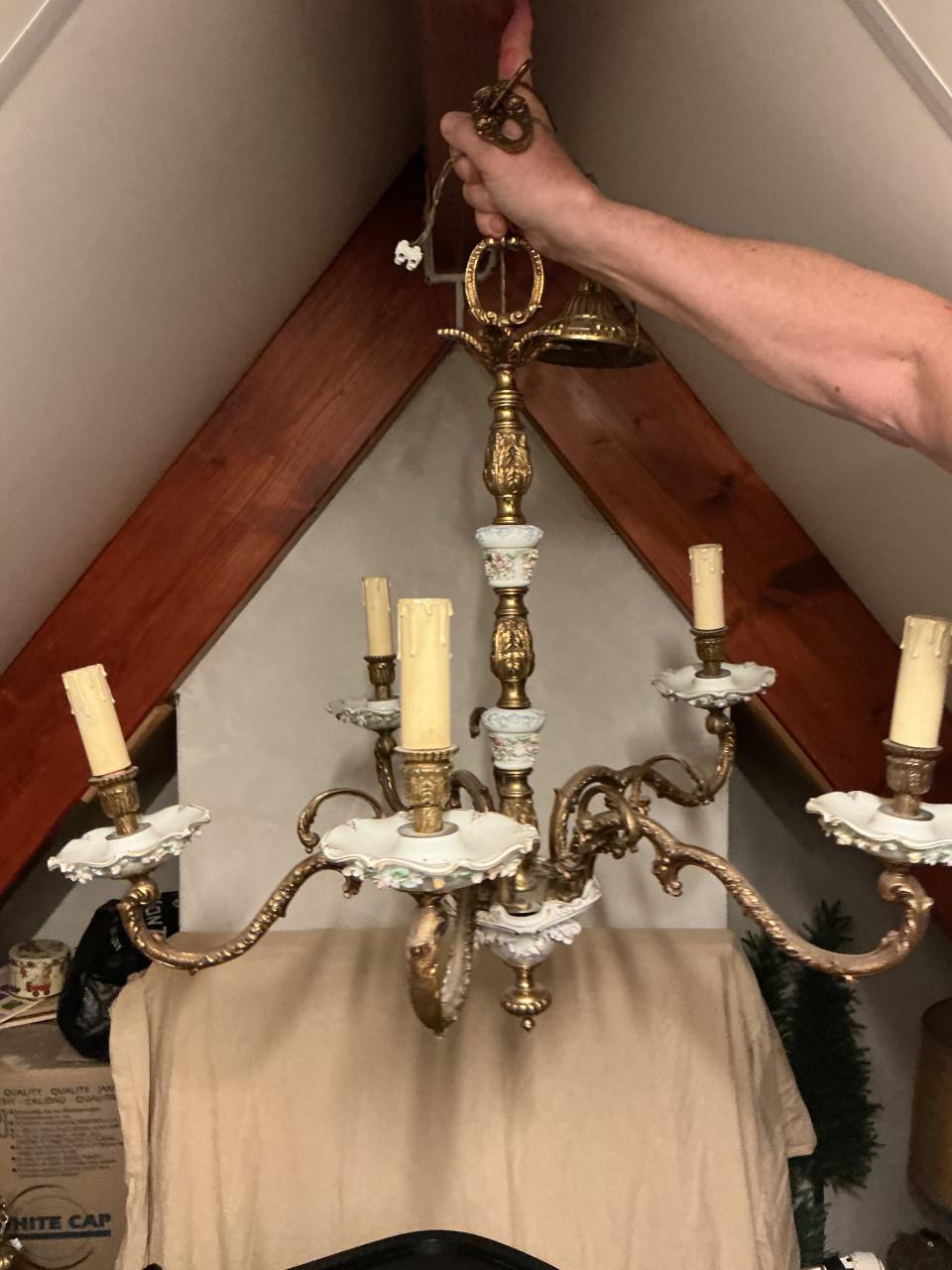 Porcelijnen hanglamp en sta lamp