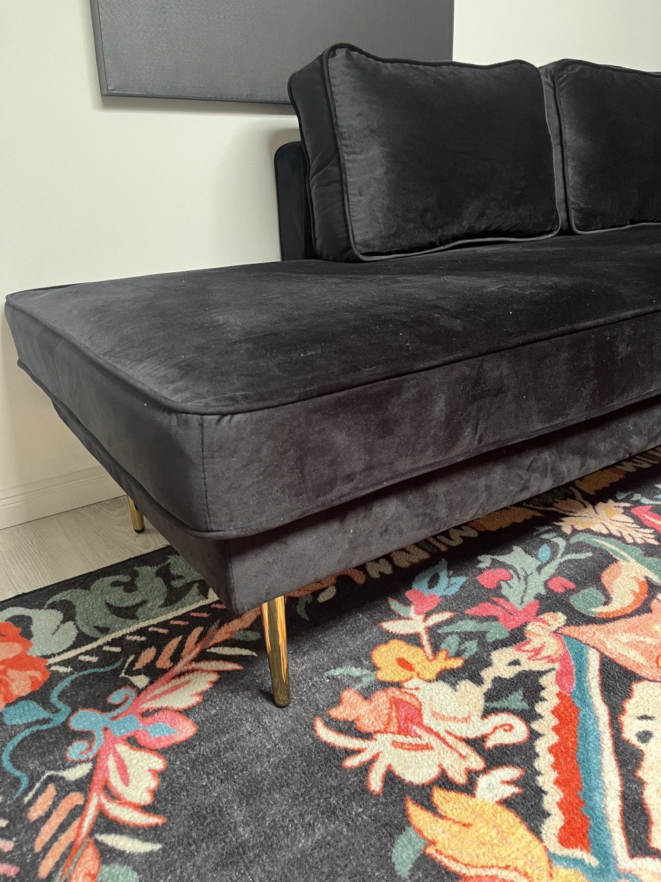 Chaise longue zwart fluweel