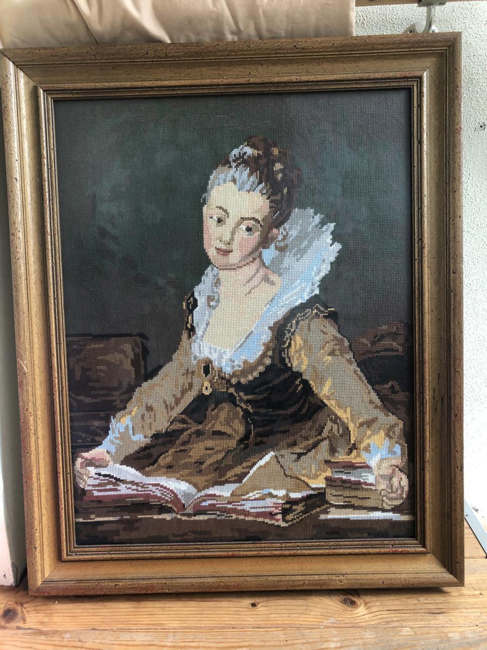 Ingelijst broduurwerk 84-69 cm