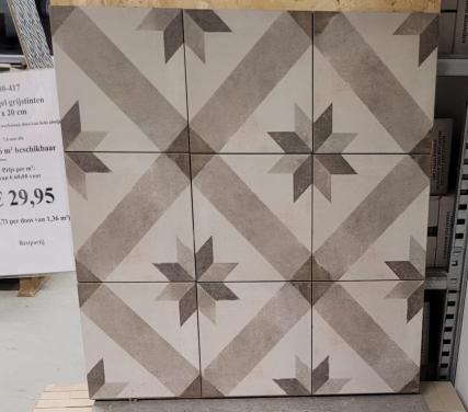3030-417 70m² Vintagelook decortegels, taupe, 20x20cm, van € 69,95/m² voor