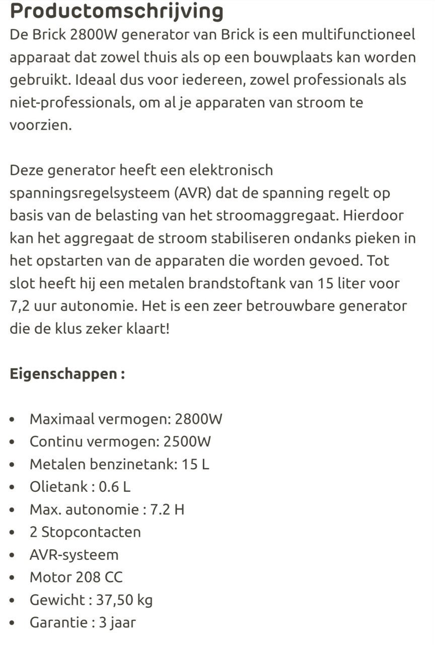 Aggregaat 2800W