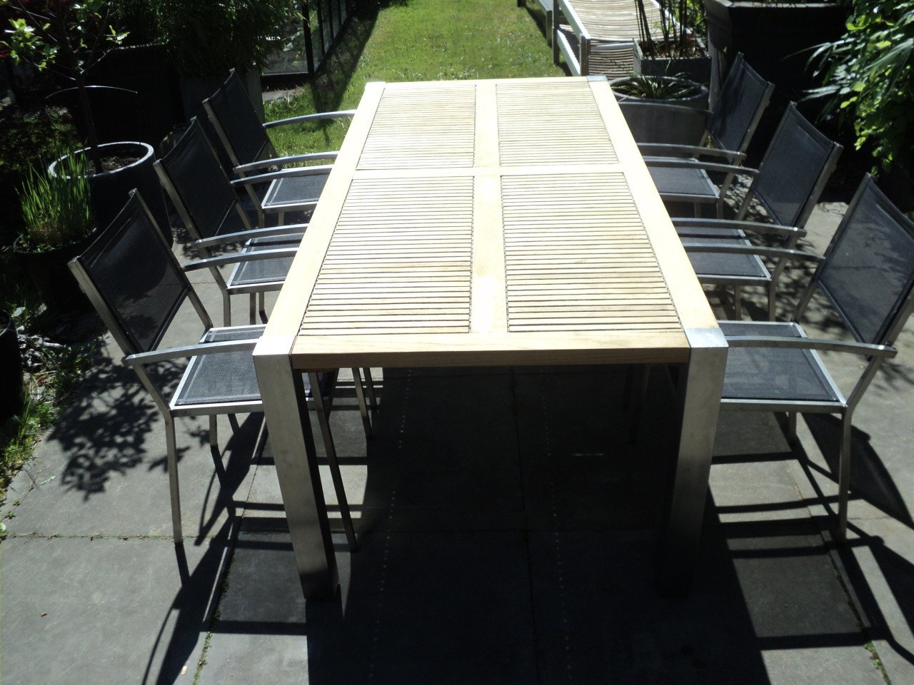 Prachtig TEAK HOUTEN / RVS tuinset 6 pers.