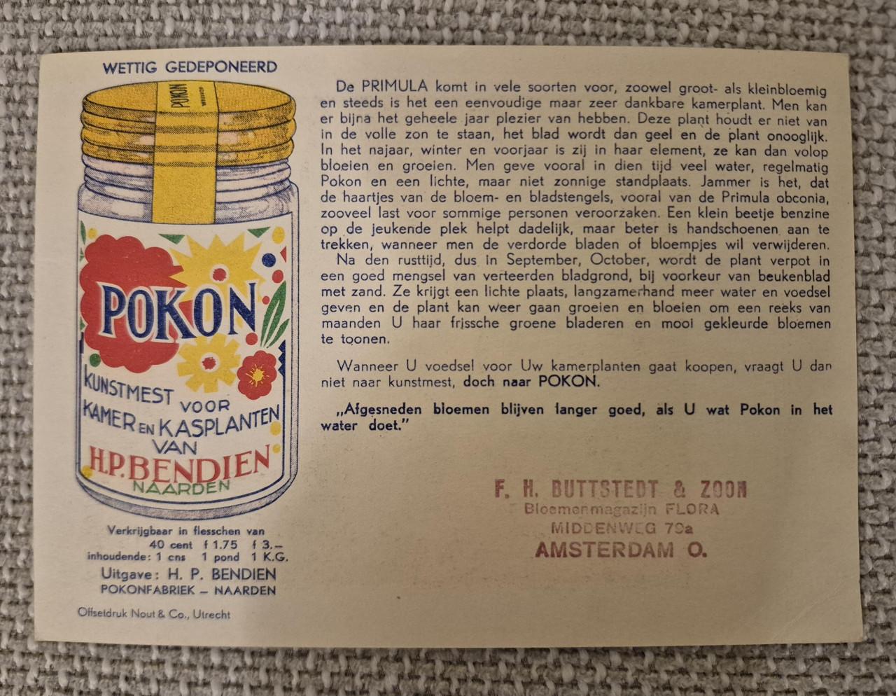 Reclamekaarten planten 1933 ( Pokon )