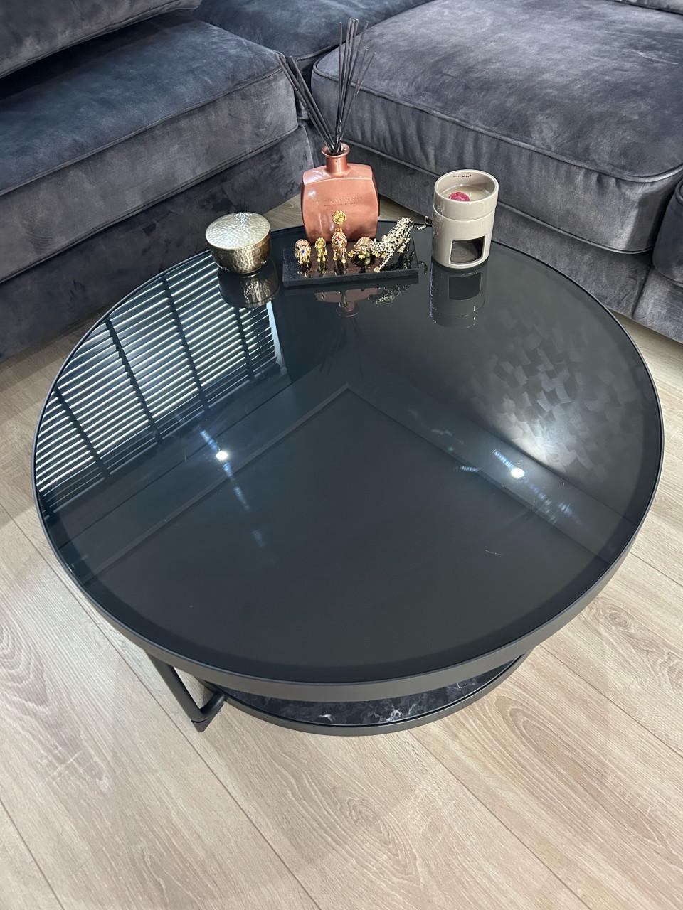 Z.G.A.N velvet antraciet hoekbank en salontafel