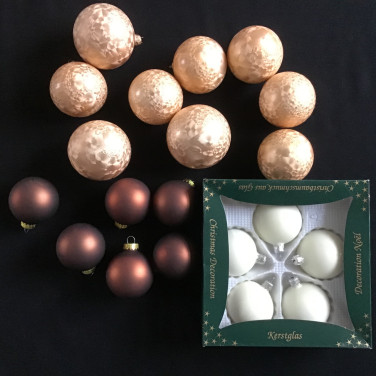 20 Kerstballen bruin zalm crème - Kerstbal kerst bal - NIEUW