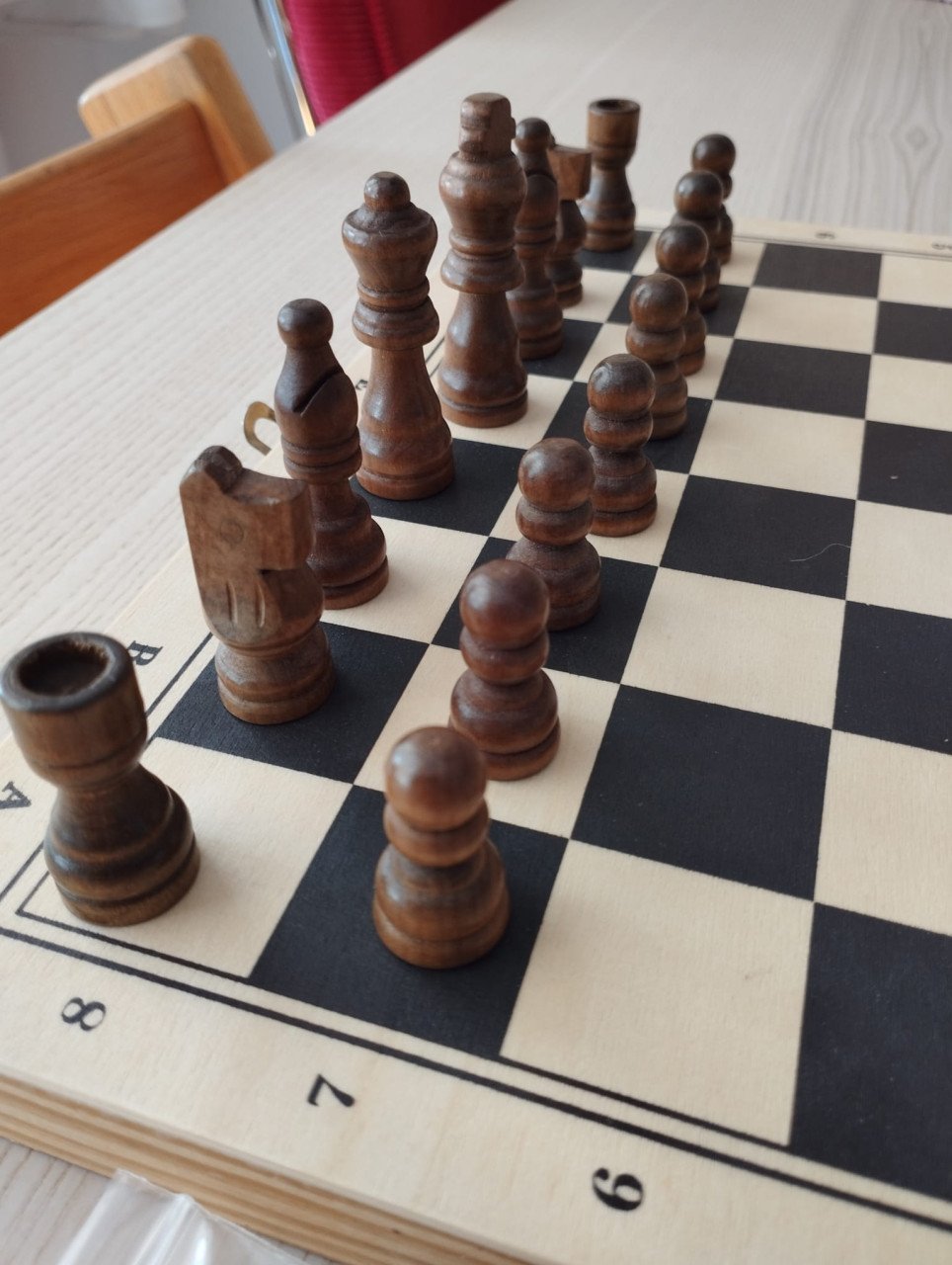 Houten schaakset, inklapbaar schaakbord + backgammon