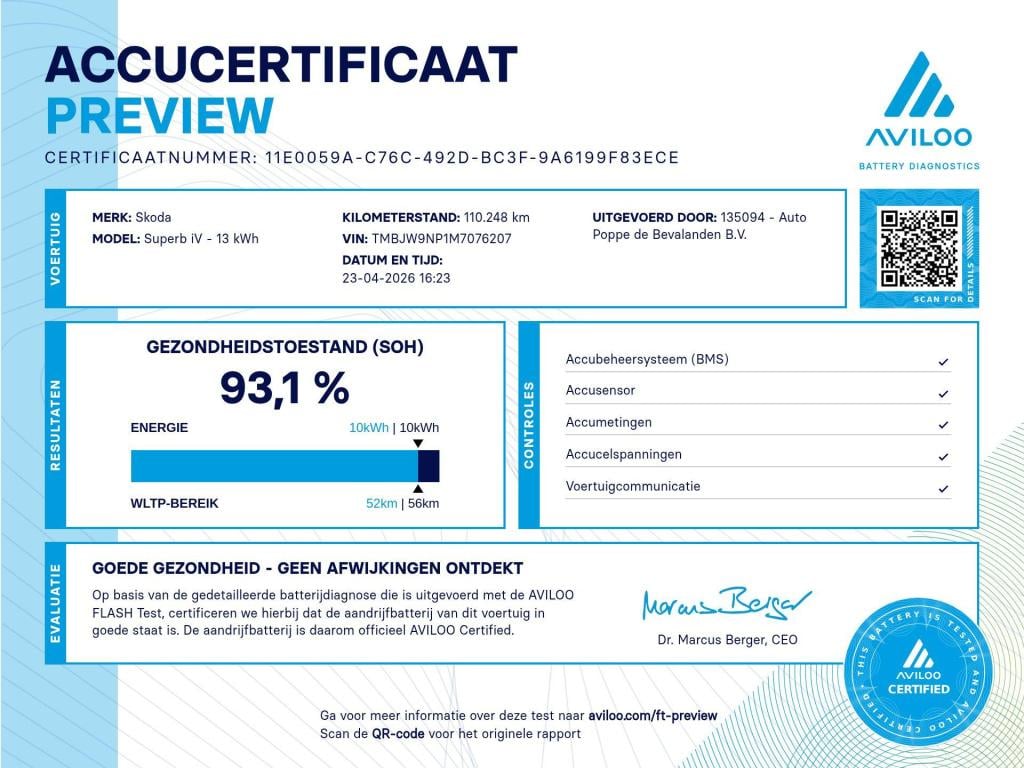 Skoda Superb combi 1.4 ehybrid style 218pk dsg6 | soh 93,1% | memory | stoe