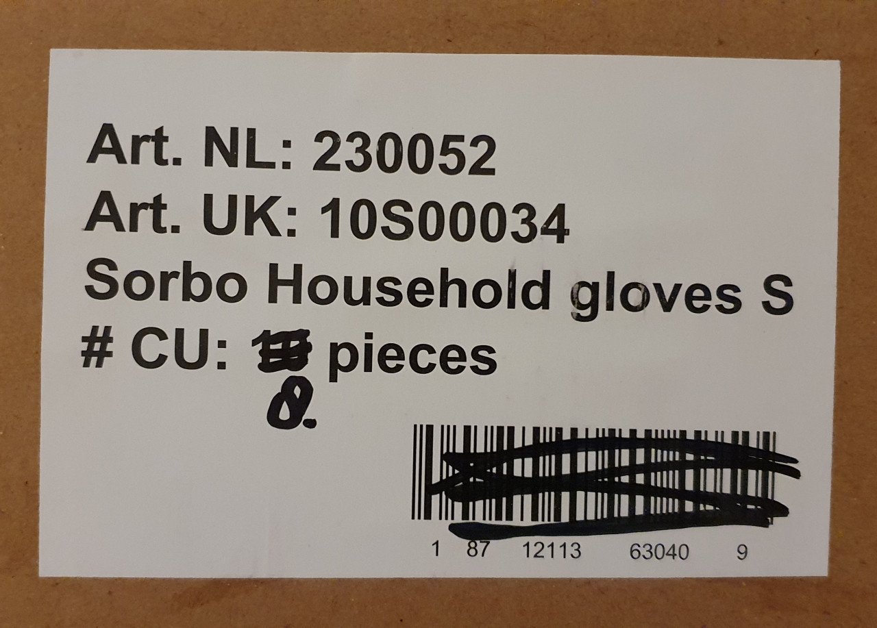 16 ×  Sorbo Huihoudhandschoenen  maat  S