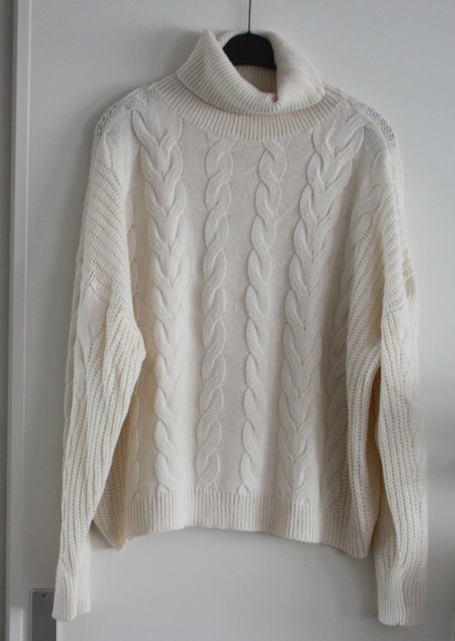 Gebreide creme kleurige trui met col  maat L