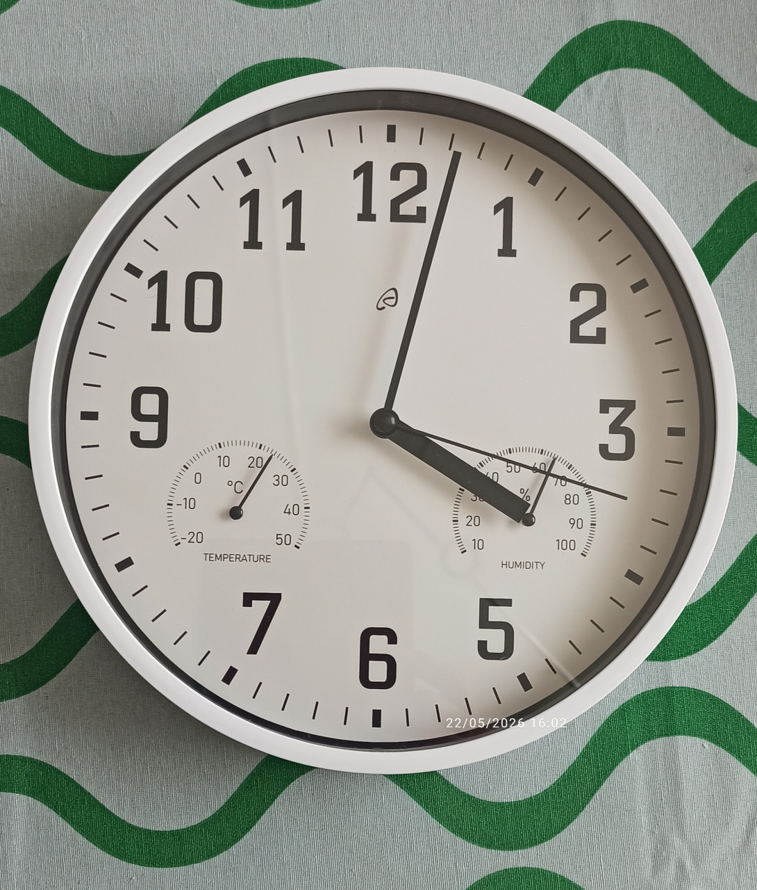 Wandklok 24,5 cm - zgan - met thermo en hygro