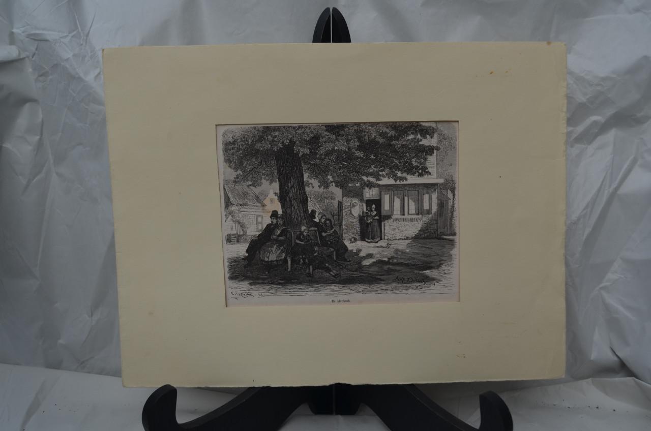 Kleine ets getiteld 'de Klapbank' Laplante ca. 1870