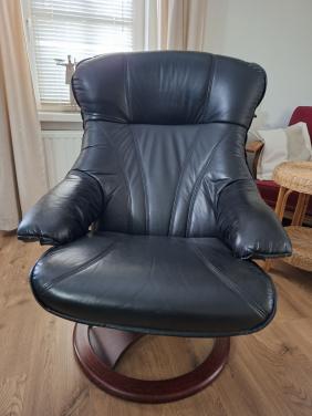 Grote zwart leren relax fauteuil
