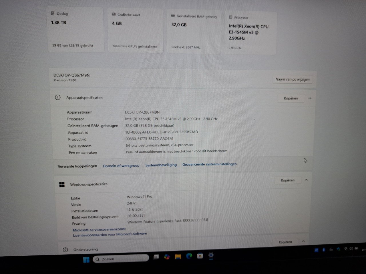 Dell precision 15,6 inch FHD laptop.