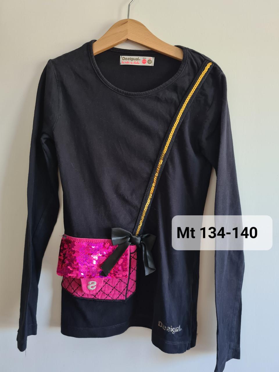 Desigual zwarte longsleeve met pailletten tasje  Mt 134-140