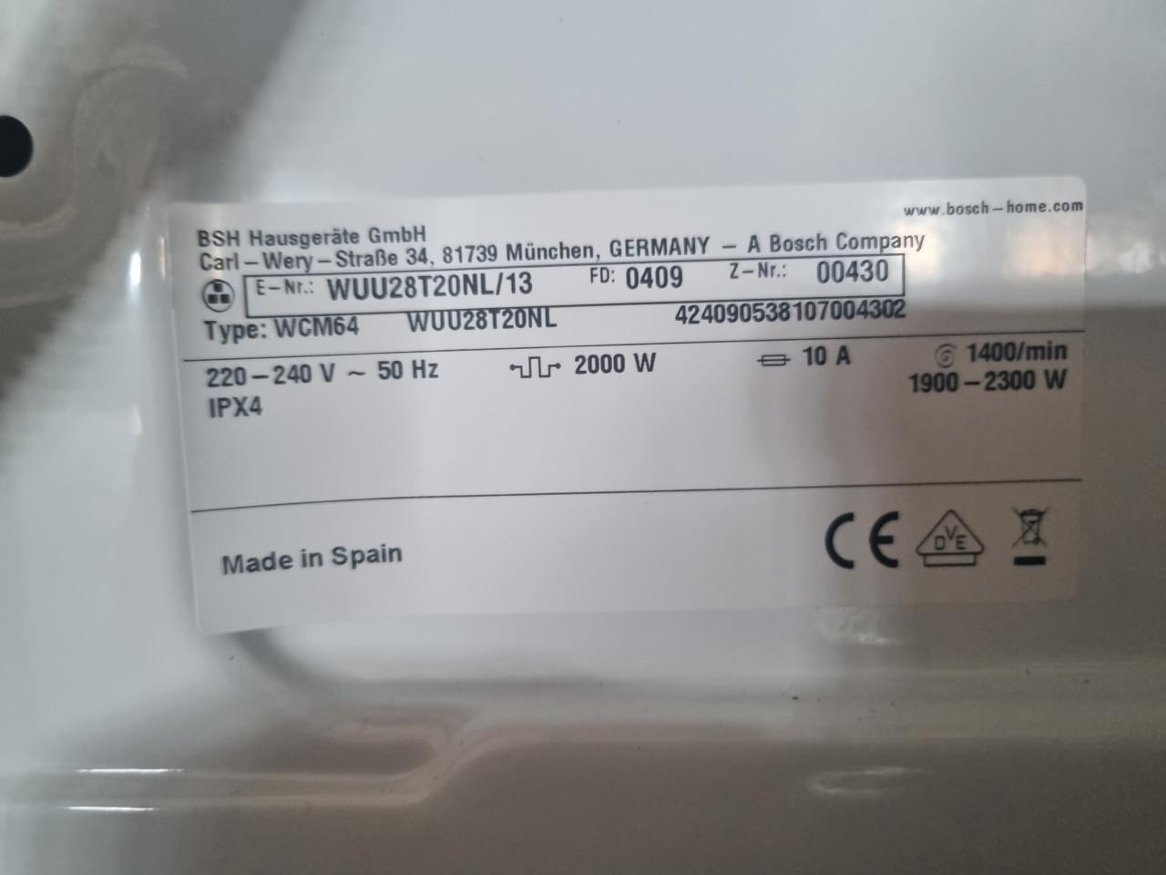 Bosch wasmachine WUU28T20NL